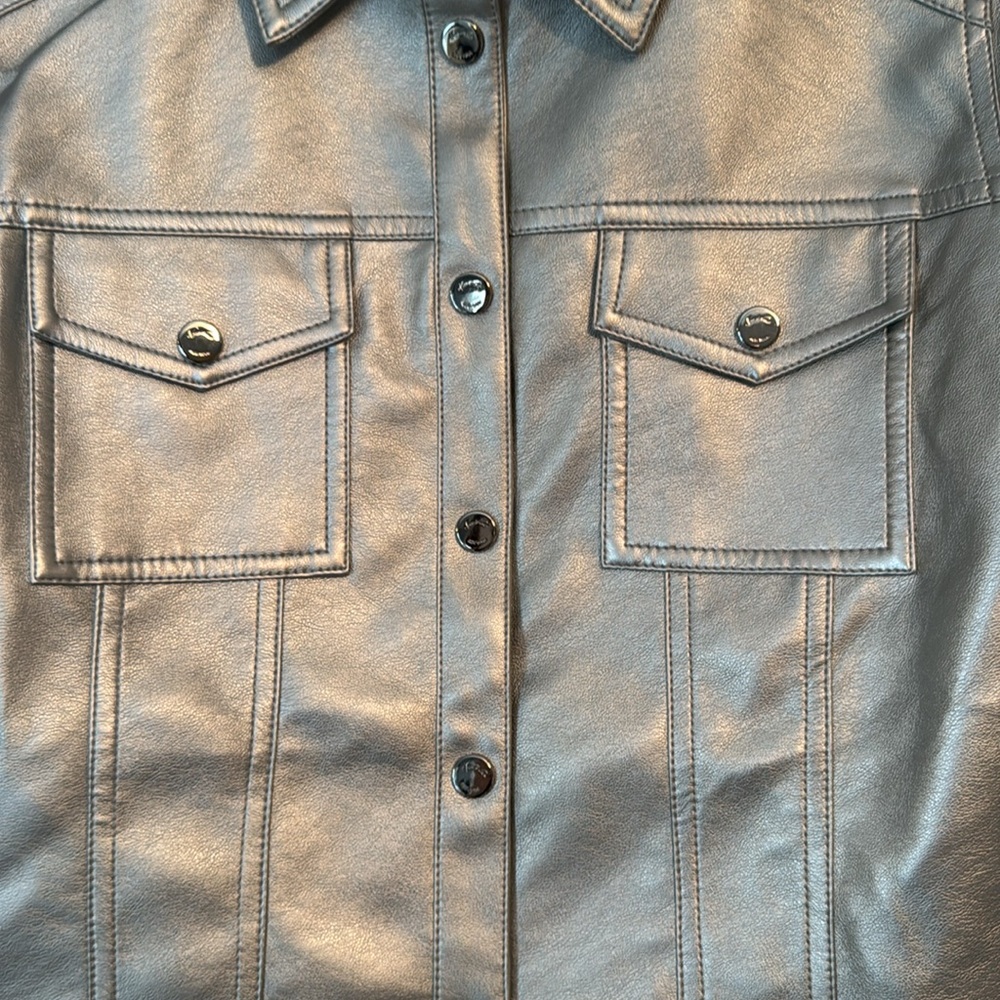Kenneth Cole silver metallic faux leather shacket - Picture 2 of 7